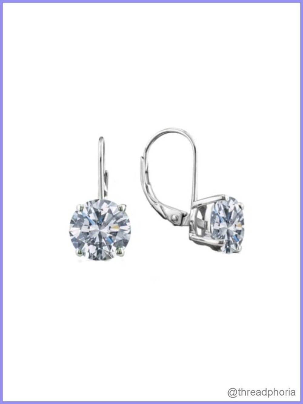 7MM Rhodium Plated Cubic Zirconia Leverback Drop Earrings Women Hypoallergenic